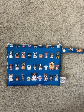 Blue Dog Print Zip Pouch and Diaper Changing Pad